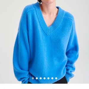 NAADAM Blue V-Neck Sweater